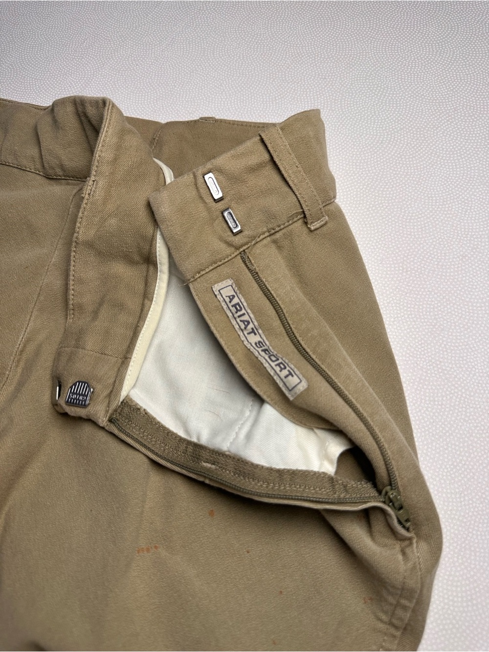 Ariat Sport Riding Breeches Womens 32L Tan Knee Patch Equestrian Stretch - Picture 7 of 14